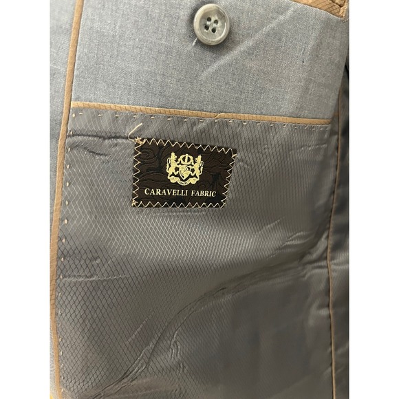 Caravelli Light Grey Oxford 2B Suit Jacket Blazer Men's Size 50R 46W - Picture 3 of 7